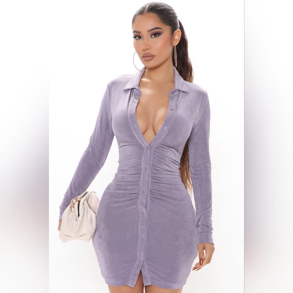 BNWOT Fashion Nova Lavender shirt dress
